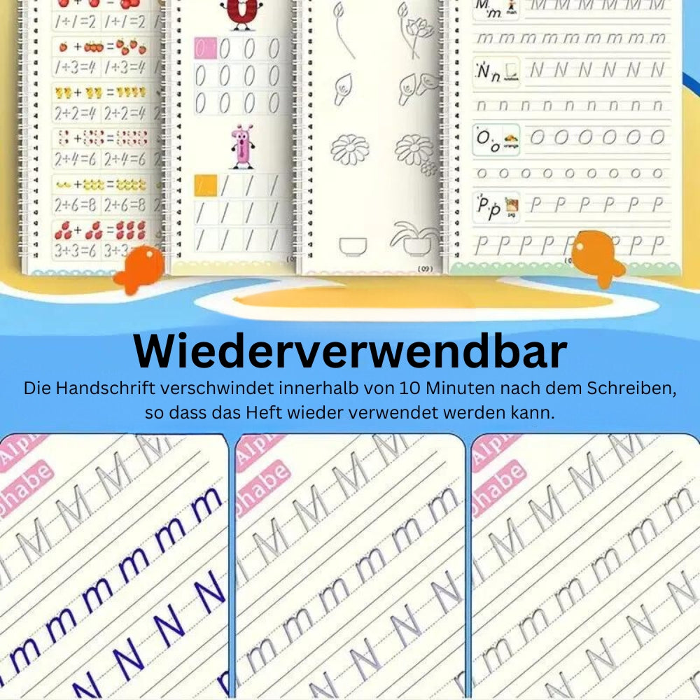 Wiederverwendbares Englisch Schreibübungsbuch für Kinder / Löschbares Kopierbuch